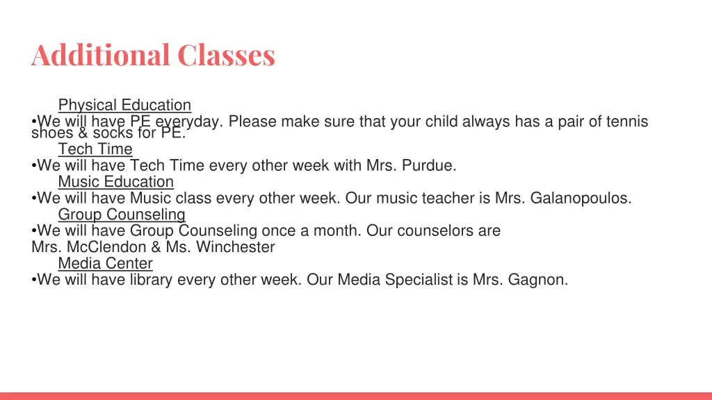 additional classes