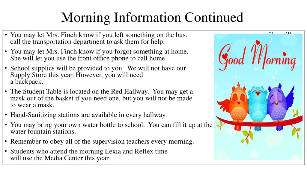 morning information continued