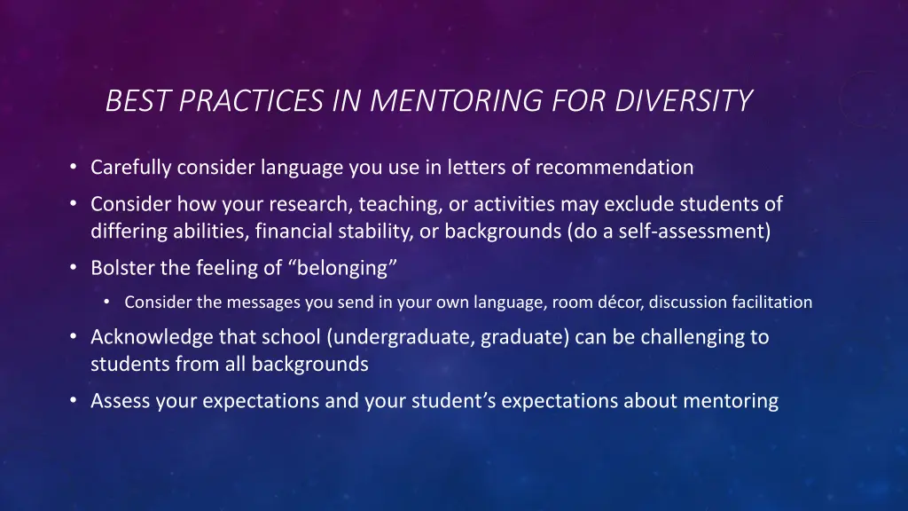 best practices in mentoring for diversity 1