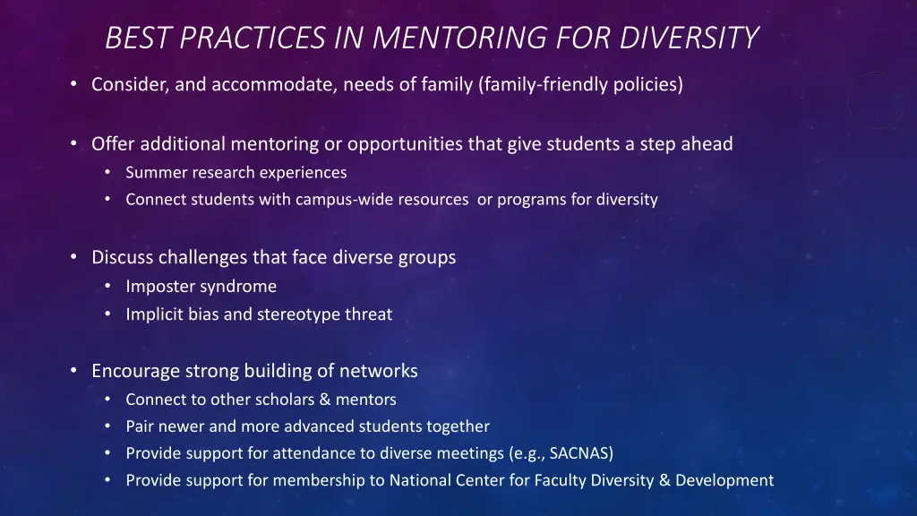 best practices in mentoring for diversity