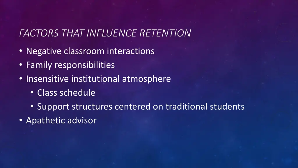 factors that influence retention