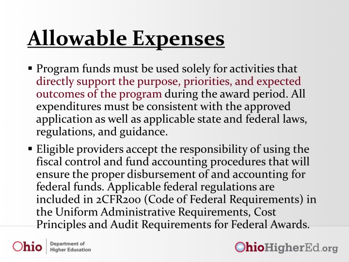 allowable expenses