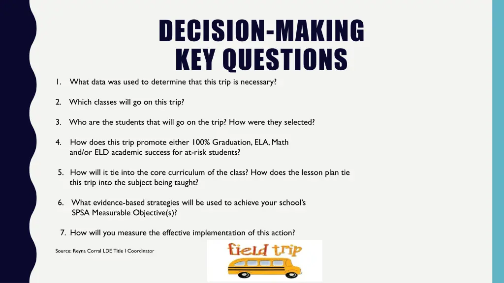 decision making key questions what data was used