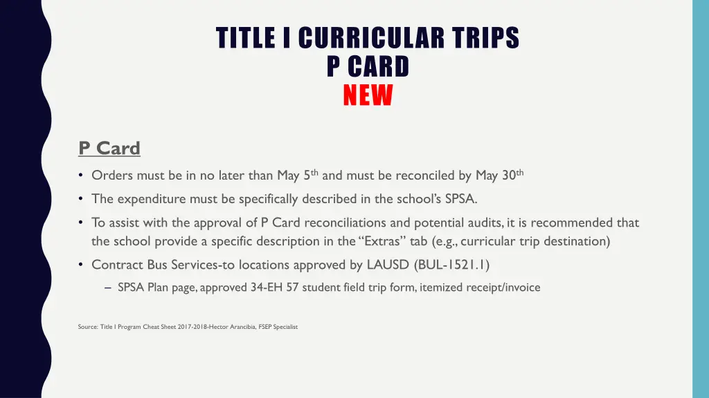 title i curricular trips p card new