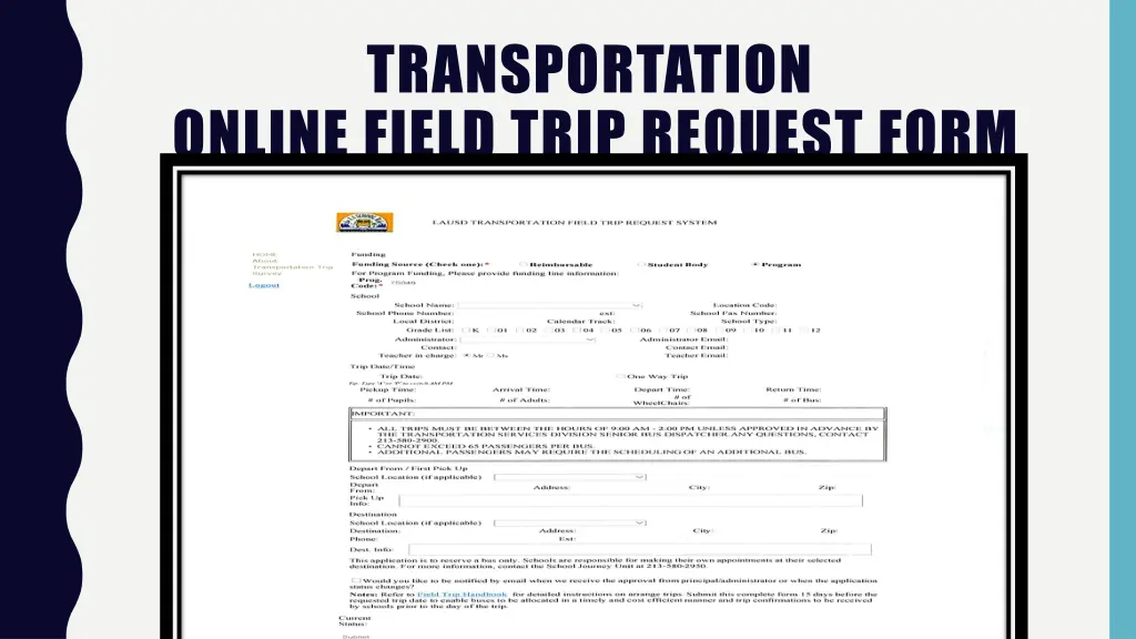 transportation online field trip request form