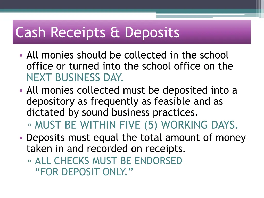 cash receipts deposits 1