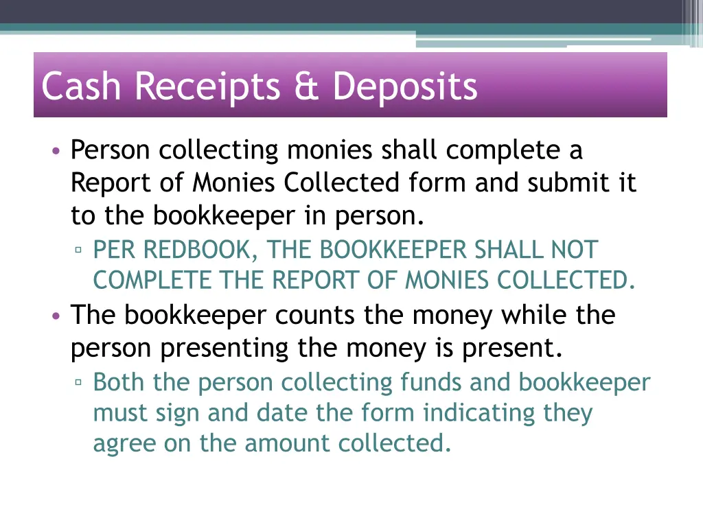 cash receipts deposits 2