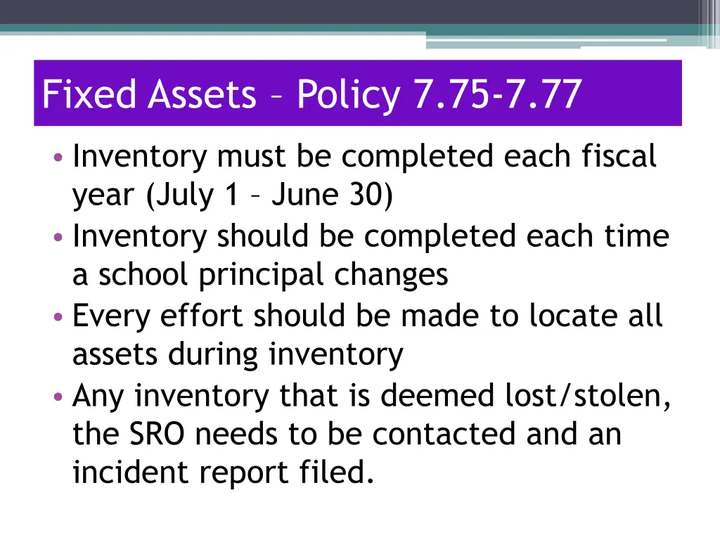 fixed assets policy 7 75 7 77