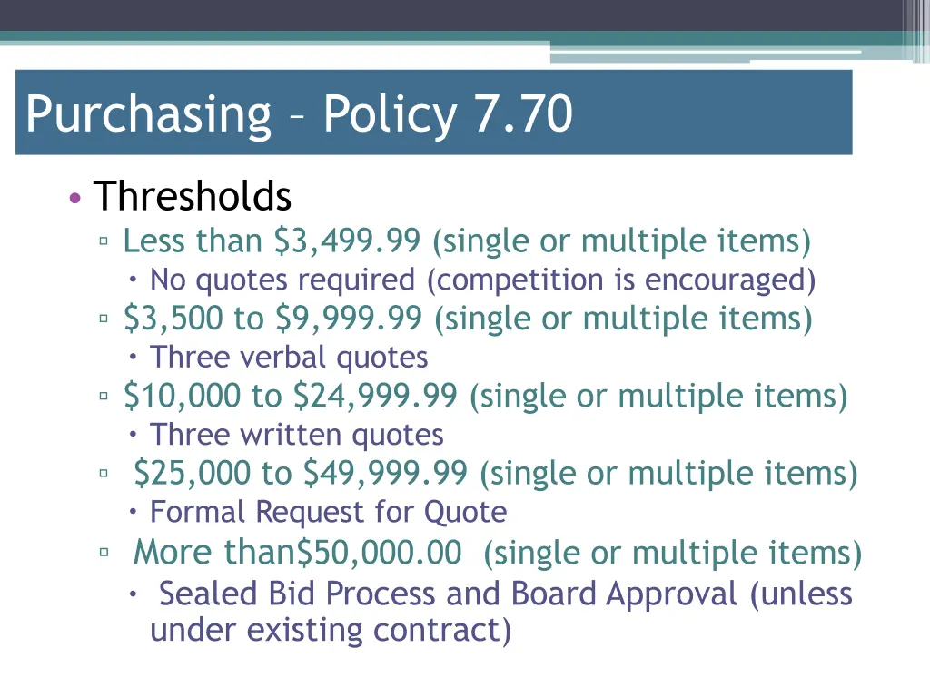 purchasing policy 7 70 1