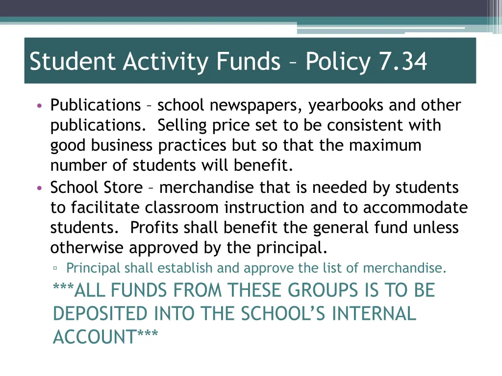 student activity funds policy 7 34 1