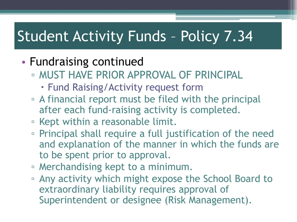 student activity funds policy 7 34 3