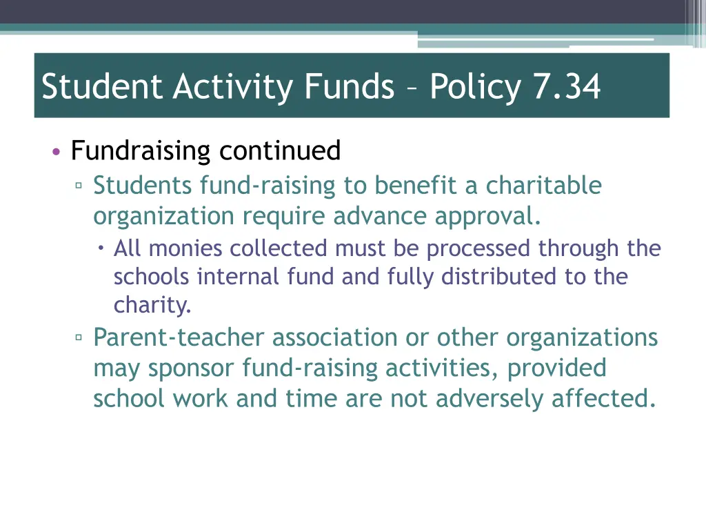 student activity funds policy 7 34 4