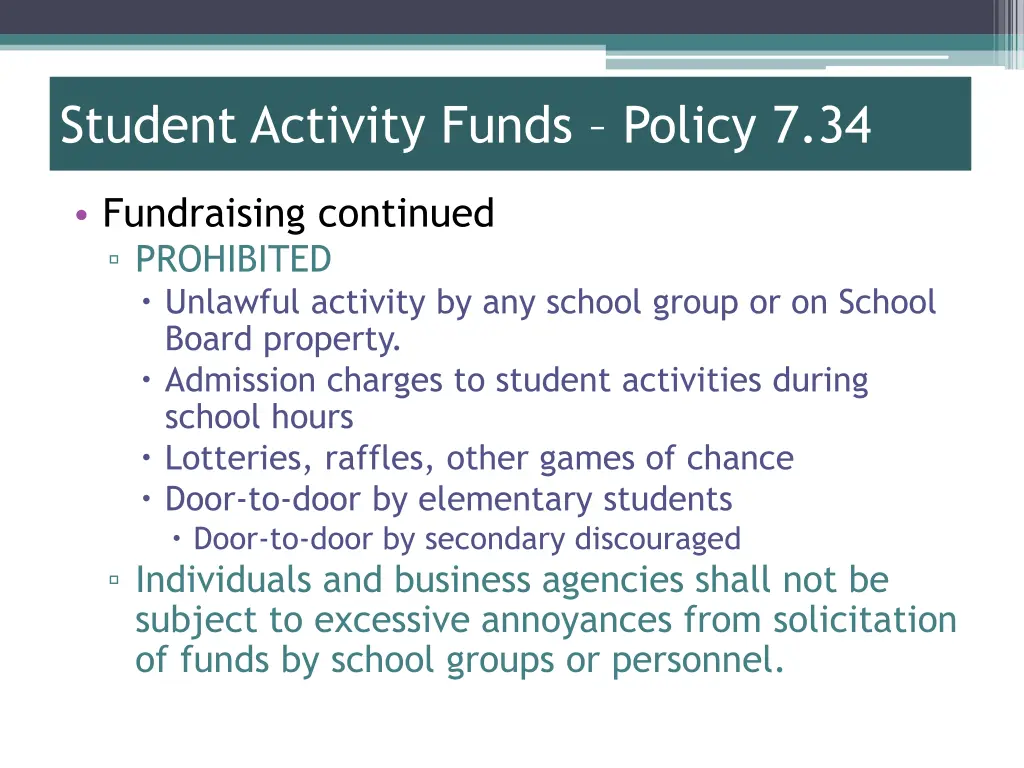 student activity funds policy 7 34 5