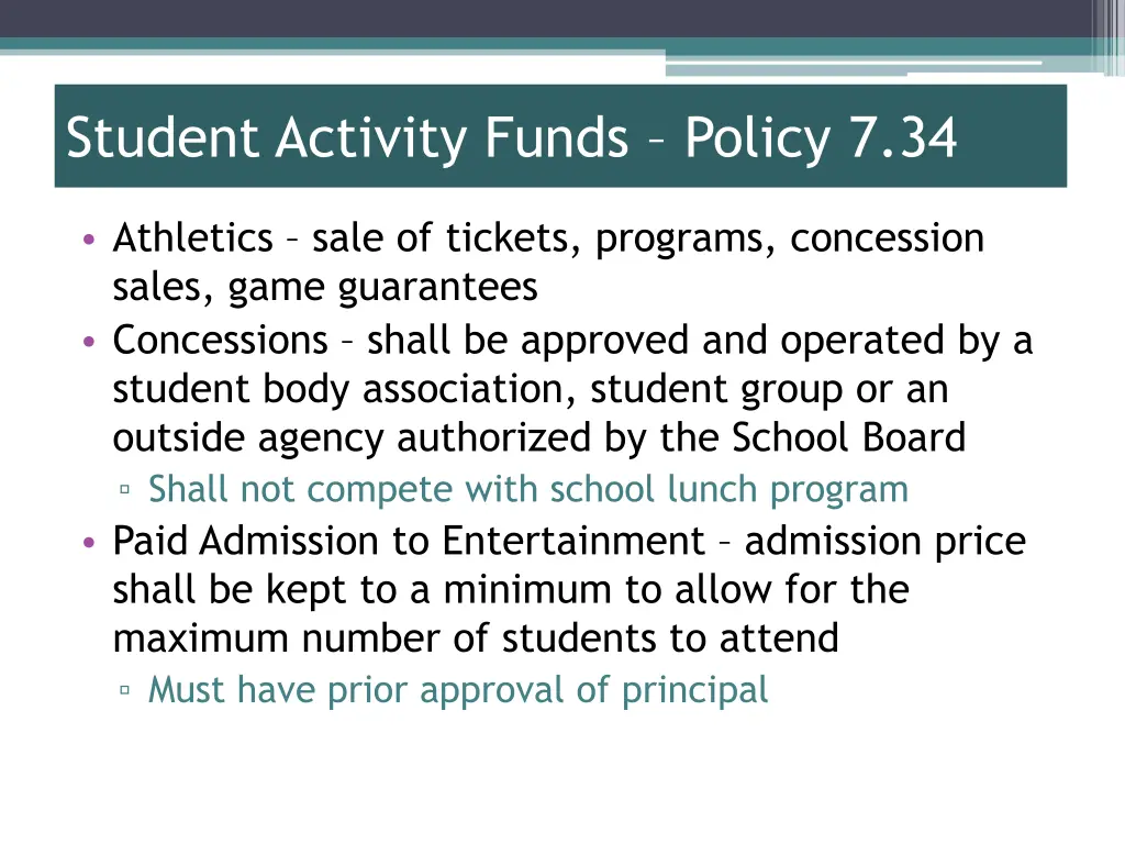 student activity funds policy 7 34