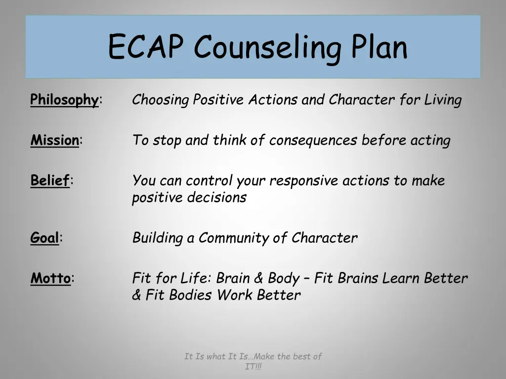 ecap counseling plan