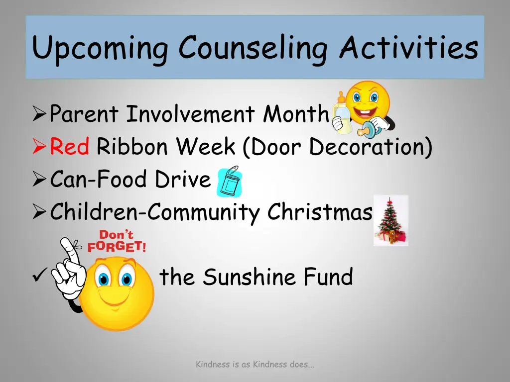 upcoming counseling activities