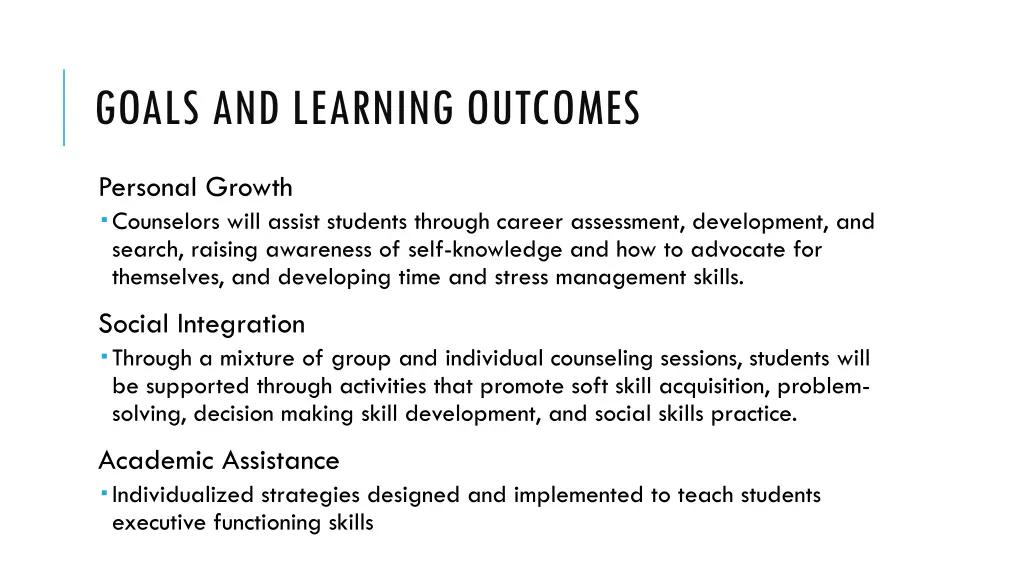 goals and learning outcomes