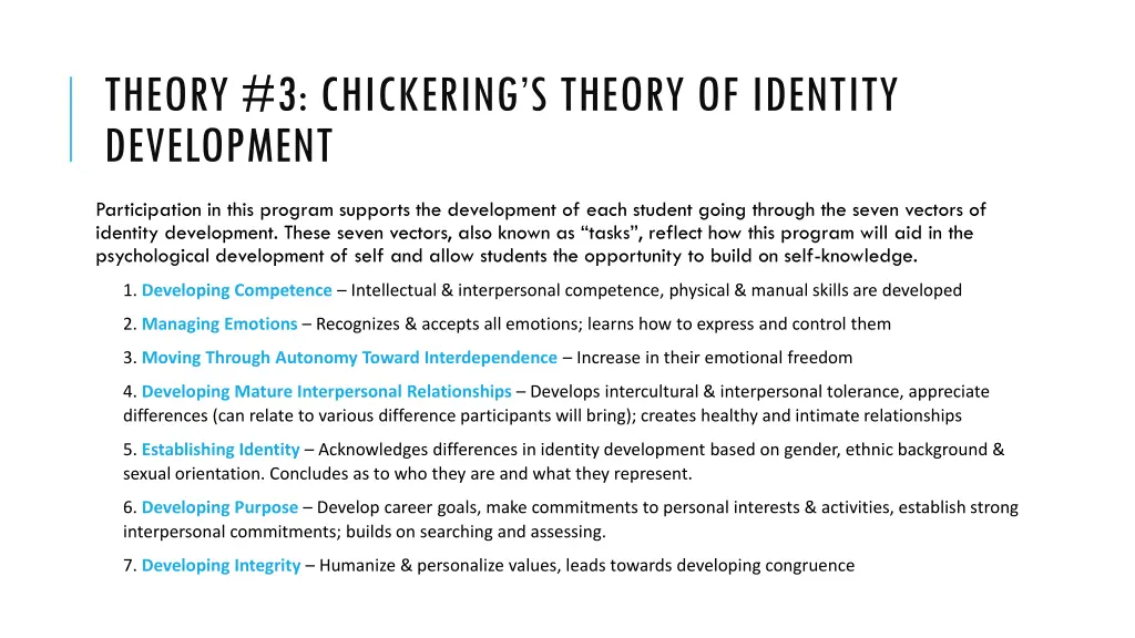 theory 3 chickering s theory of identity