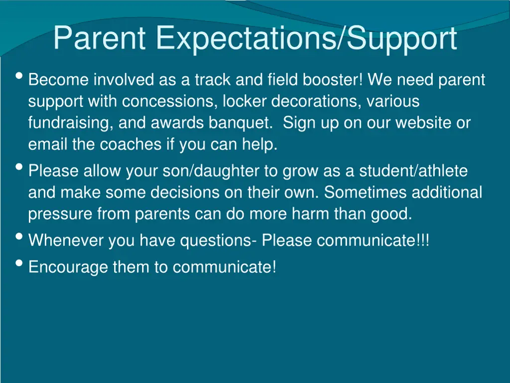 parent expectations support become involved