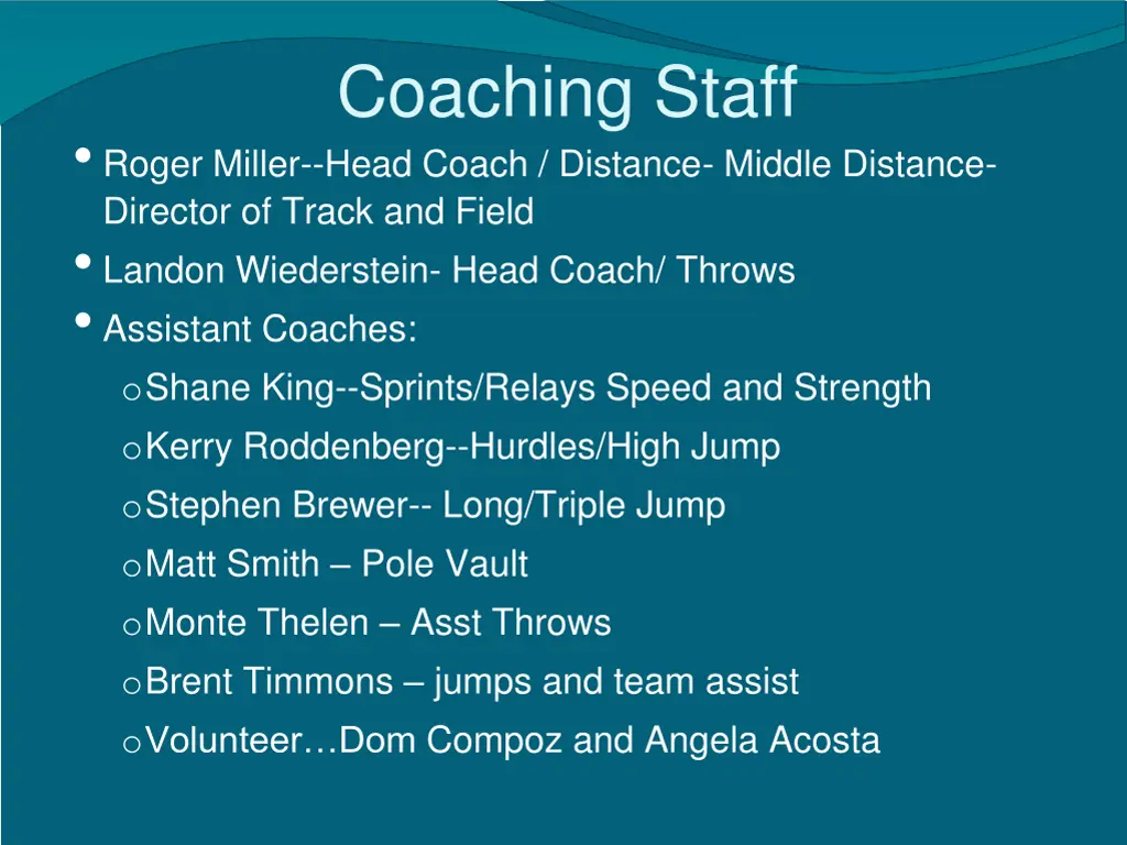 coaching staff