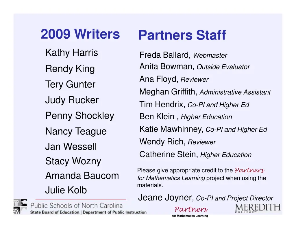 2009 writers