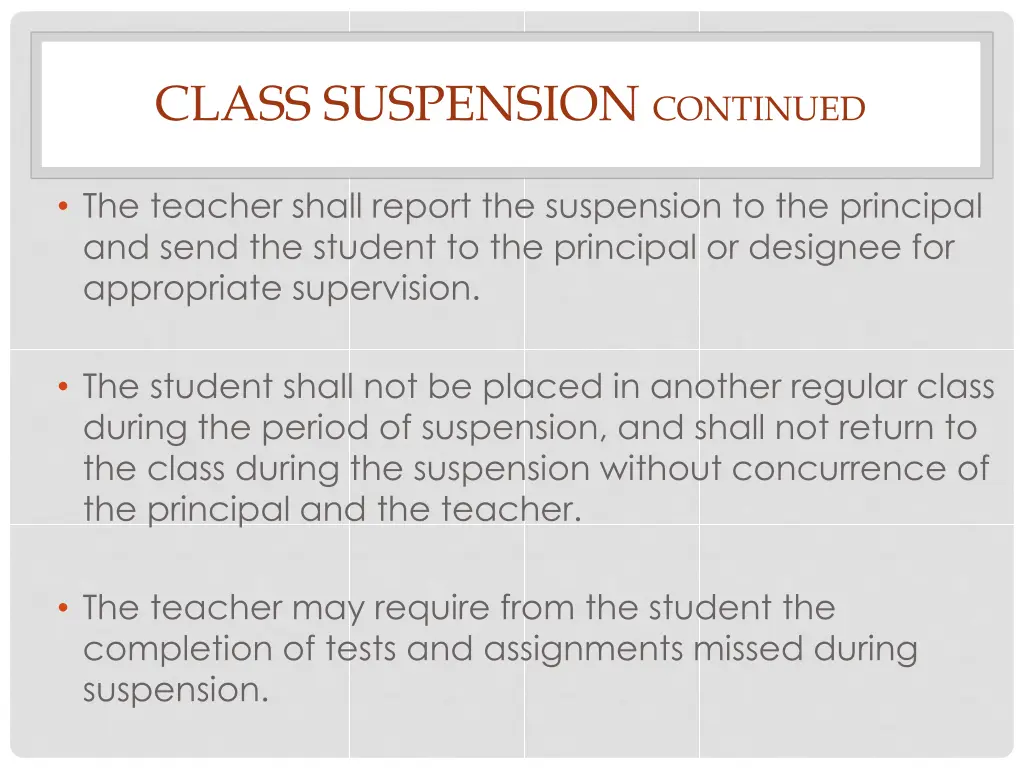 class suspension continued