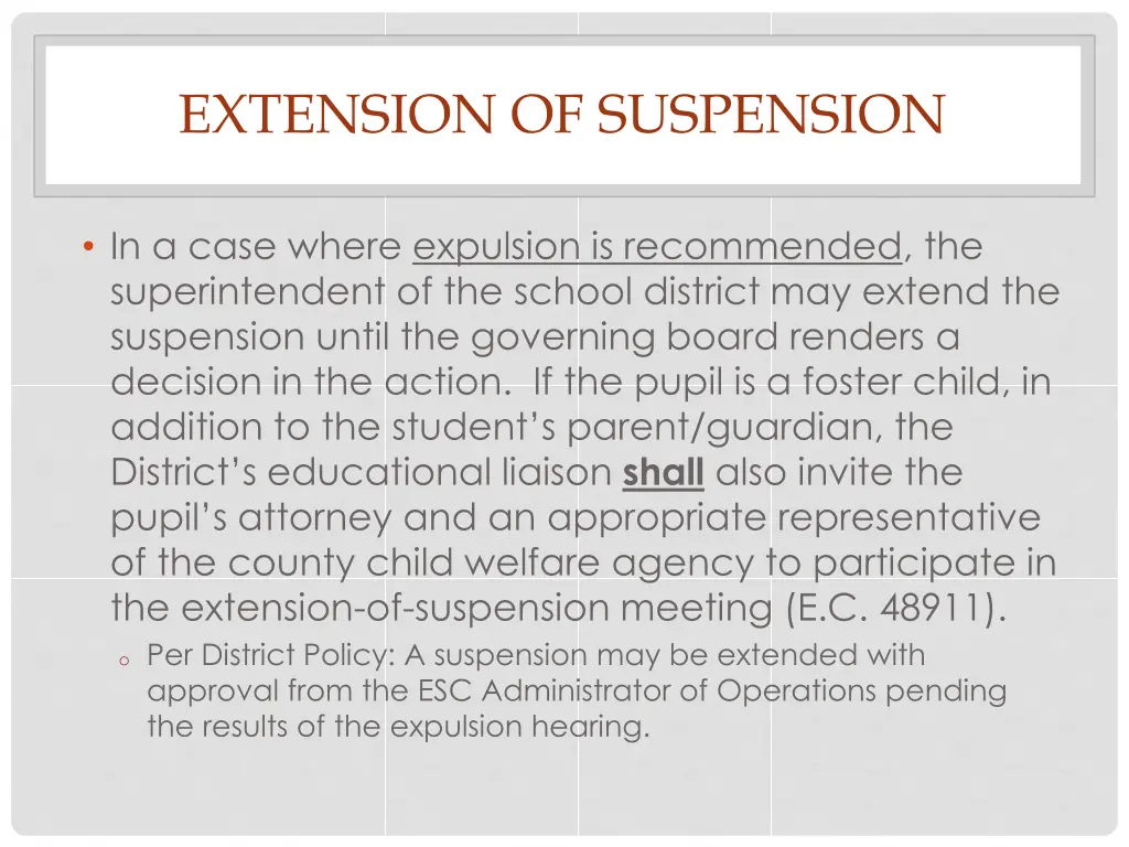 extension of suspension