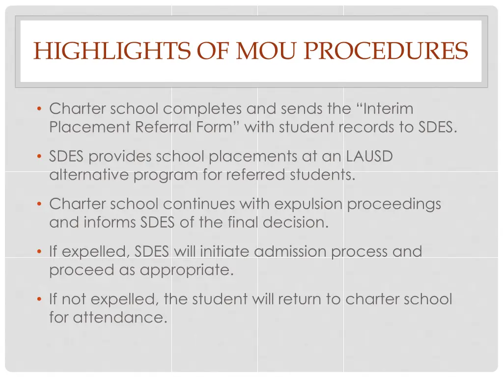 highlights of mou procedures