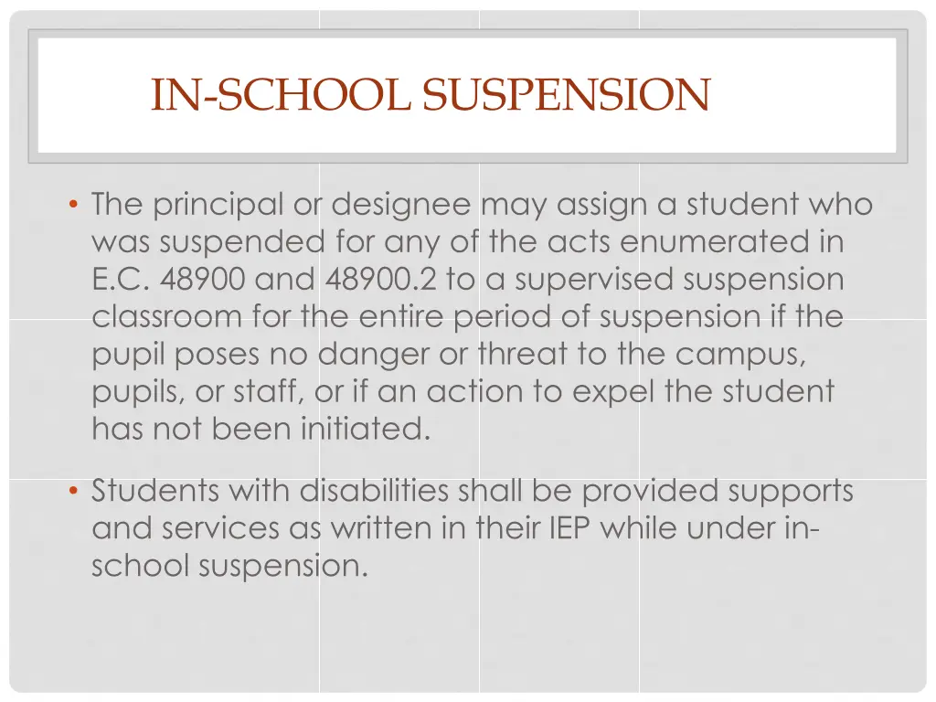 in school suspension