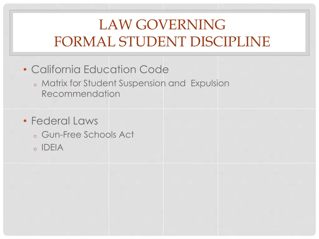 law governing formal student discipline