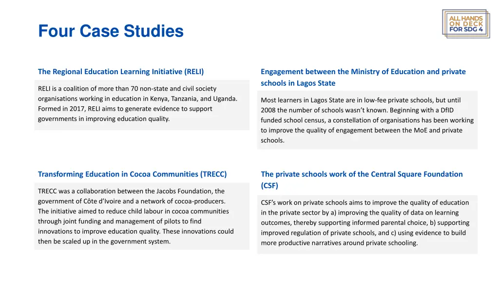 four case studies