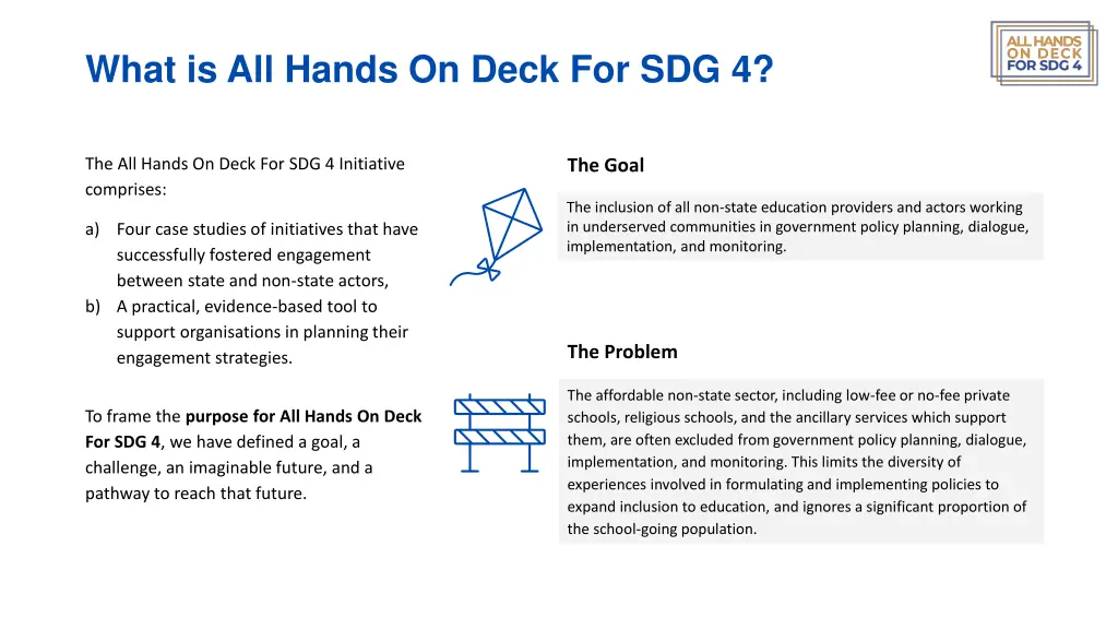 what is all hands on deck for sdg 4