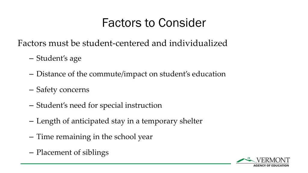 factors to consider