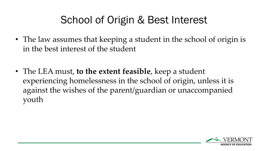 school of origin best interest