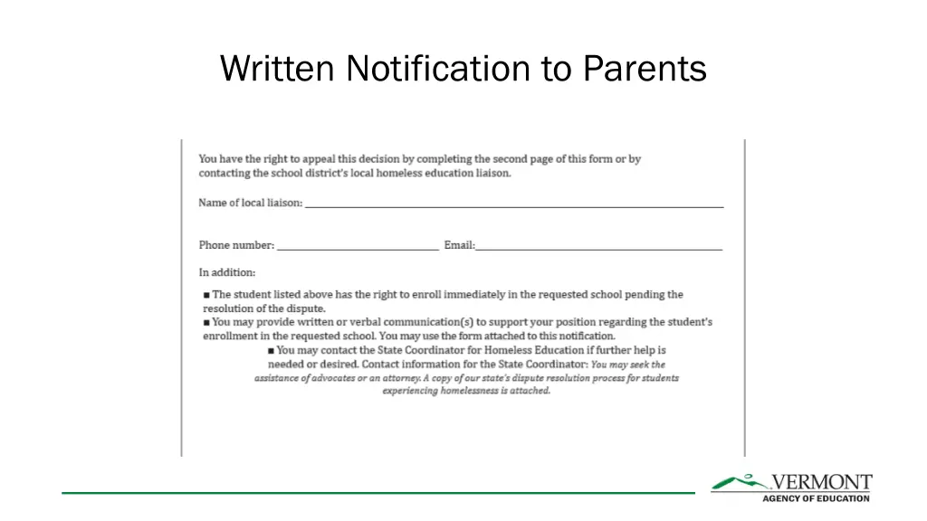 written notification to parents 1