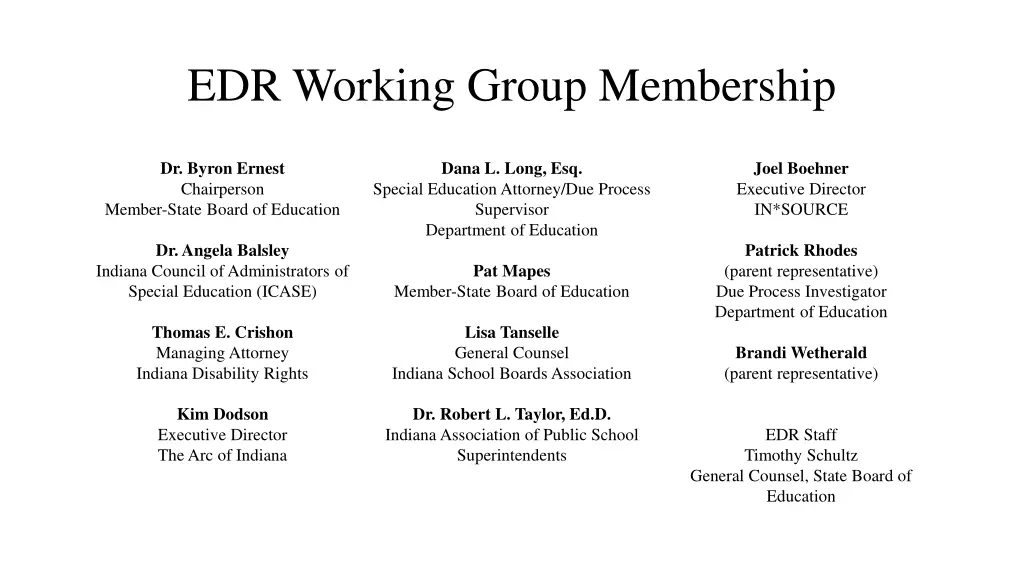 edr working group membership