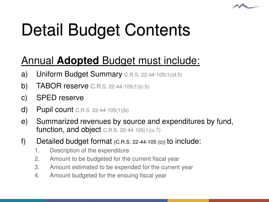 detail budget contents