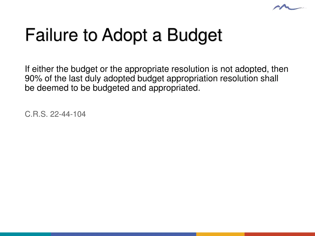 failure to adopt a budget