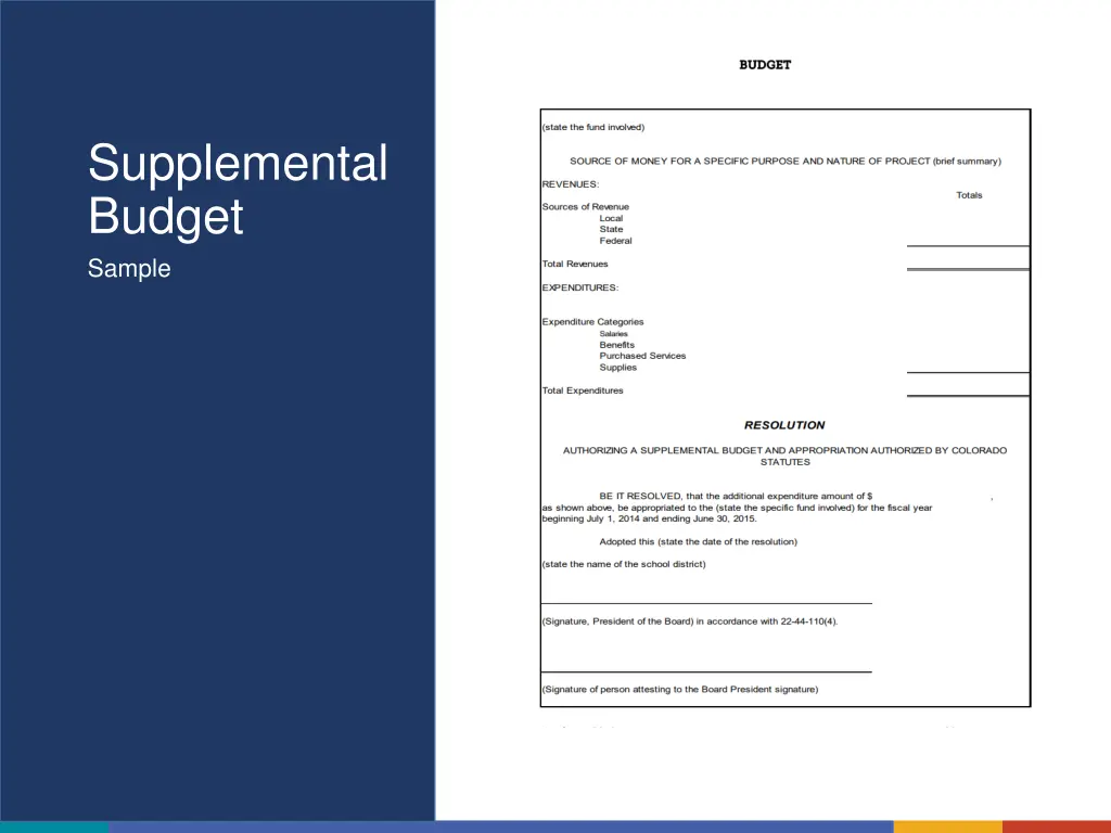 supplemental budget sample