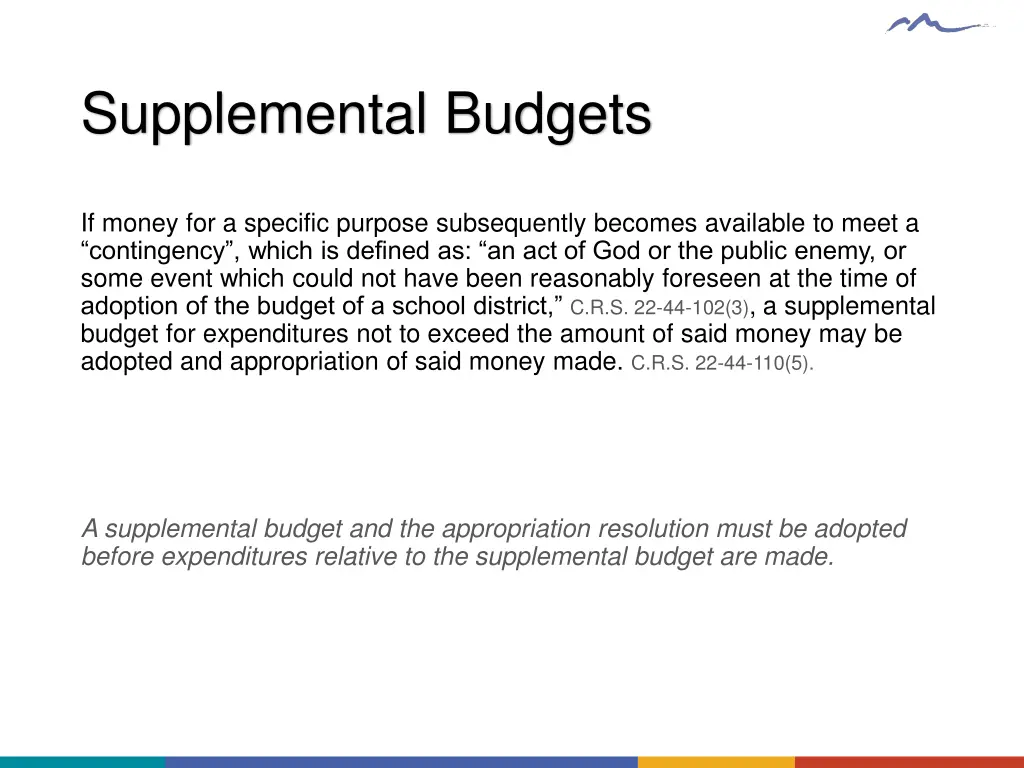 supplemental budgets