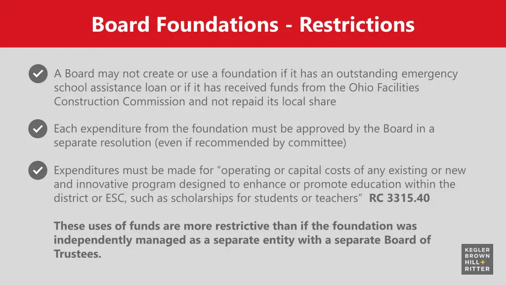 board foundations restrictions