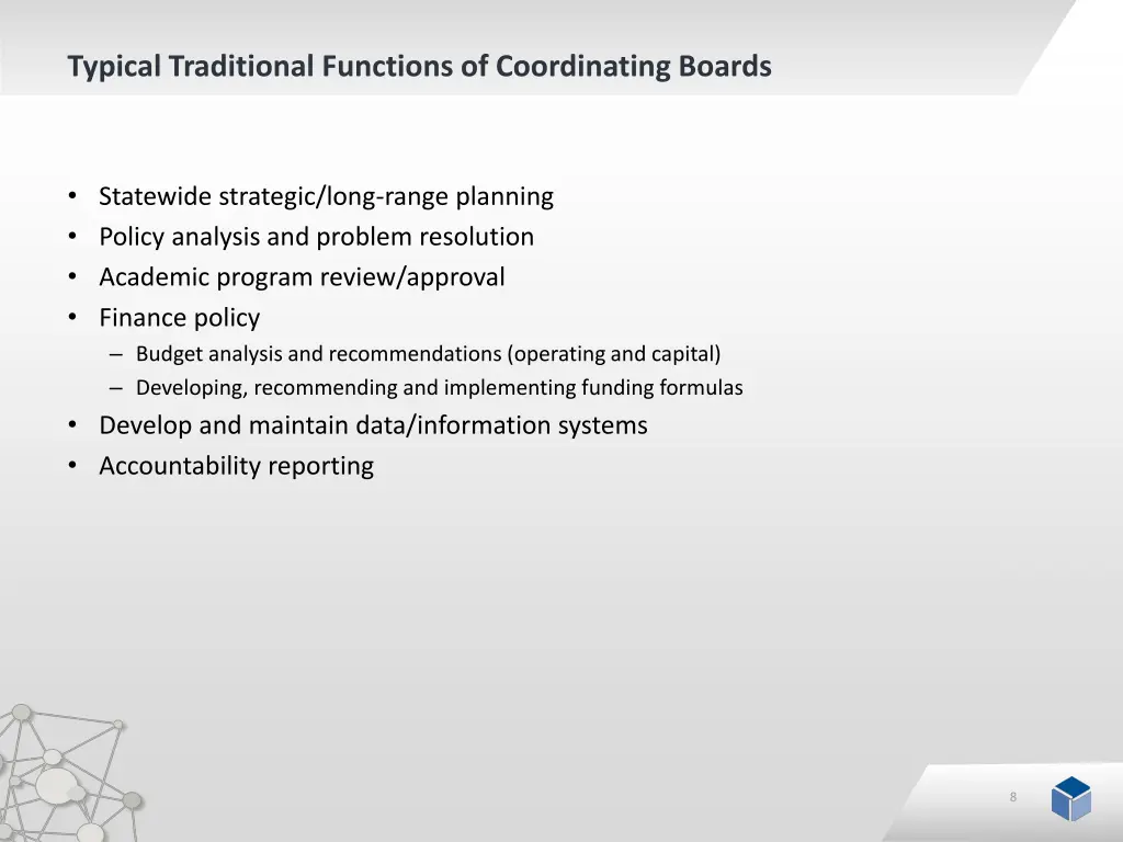 typical traditional functions of coordinating