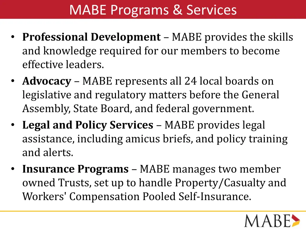 mabe programs services