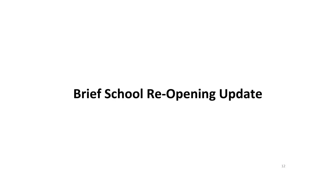 brief school re opening update