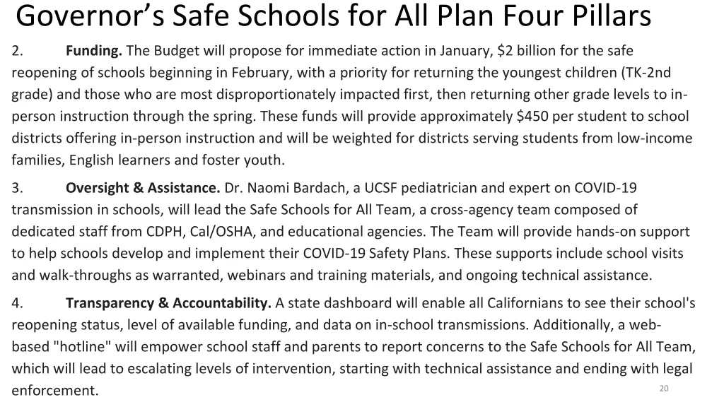 governor s safe schools for all plan four pillars 1