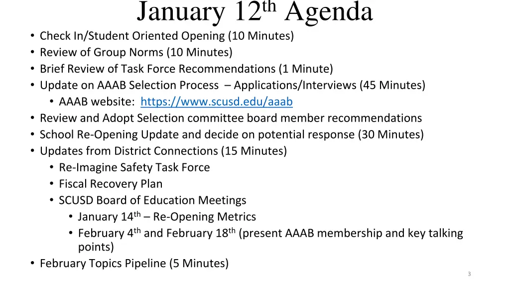 january 12 th agenda check in student oriented