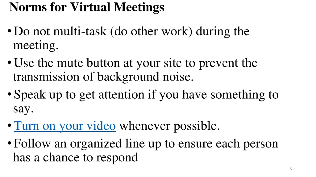 norms for virtual meetings