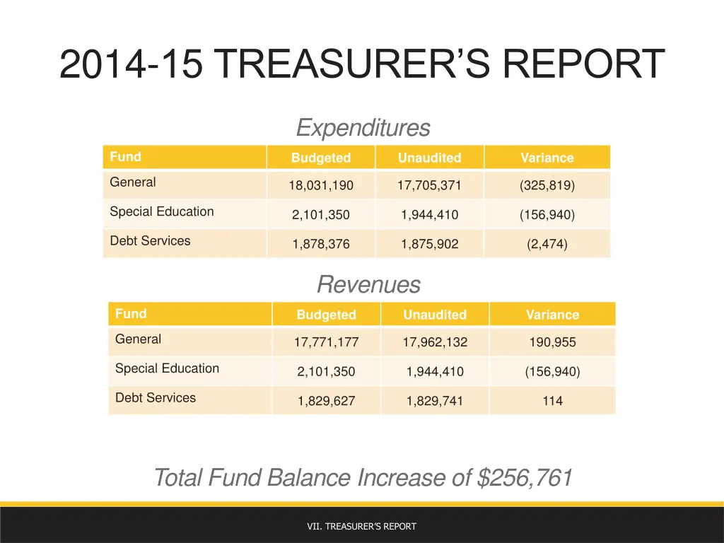 2014 15 treasurer s report