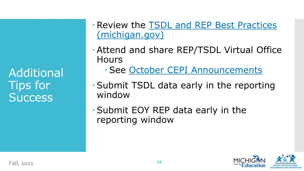 review the tsdl and rep best practices michigan