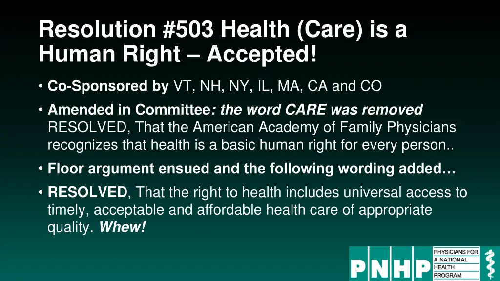 resolution 503 health care is a human right